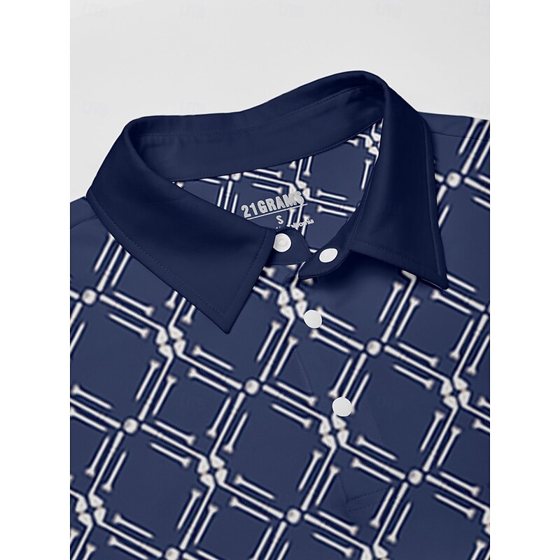 Men's Golf Polo Shirt Navy Blue Short Sleeve Top Golf Attire Clothes Outfits Wear Apparel3