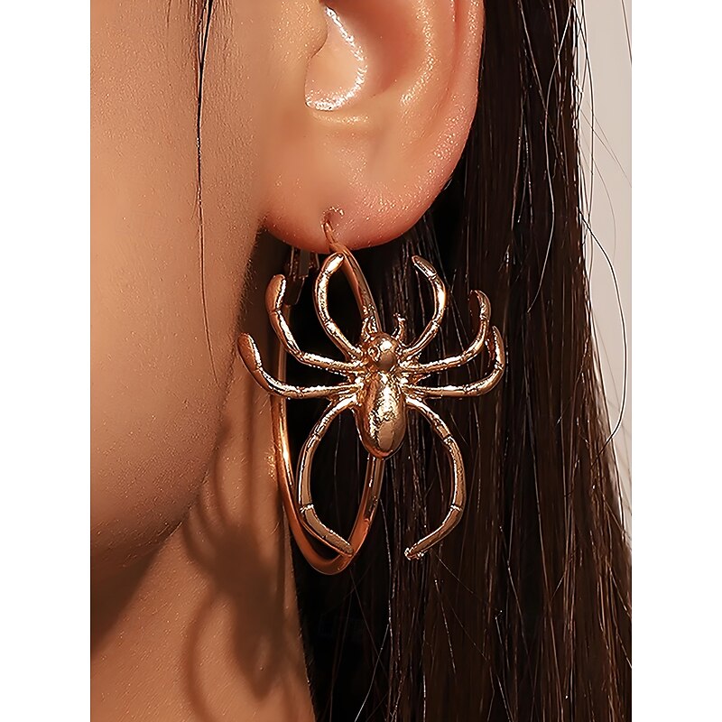 Women's Halloween Spider Hoop Earrings – Alloy Statement Dangle Jewelry, Gothic Punk Style, Lightweight Party Accessory for Costume, Cosplay and Spooky Night Out4