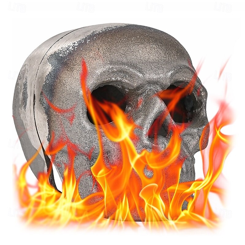 Halloween Imitated Human Skull Gas Log for Indoor or Outdoor Fireplaces Ceramic Fireproof Skull Shaped Charcoal for Fire Pit Refractory Fire Pit Skull Log Halloween Decor