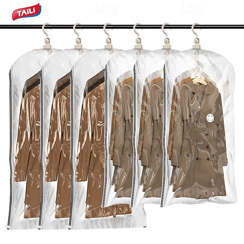 TAILI Hanging Vacuum Storage Sealer Bags Space Saver Bag for Clothing, Suits and Jackets, Closet Organizers, Travel, Manual or electric (without air pump)