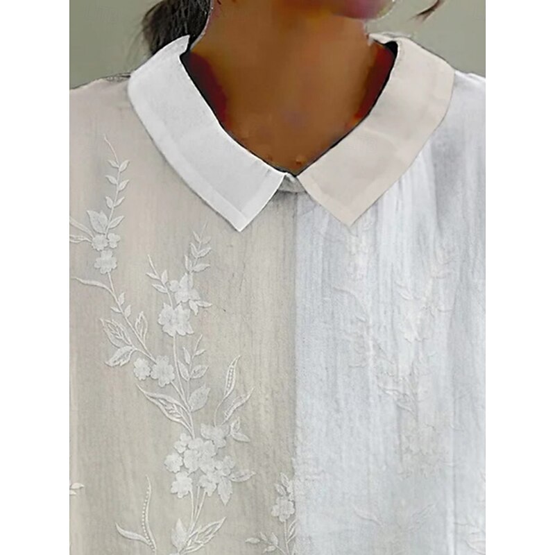 Women's Shirt Floral Daily Casual Short Sleeve Shirt Collar Regular Tops Daily Holiday Buttons Print White Summer Spring2