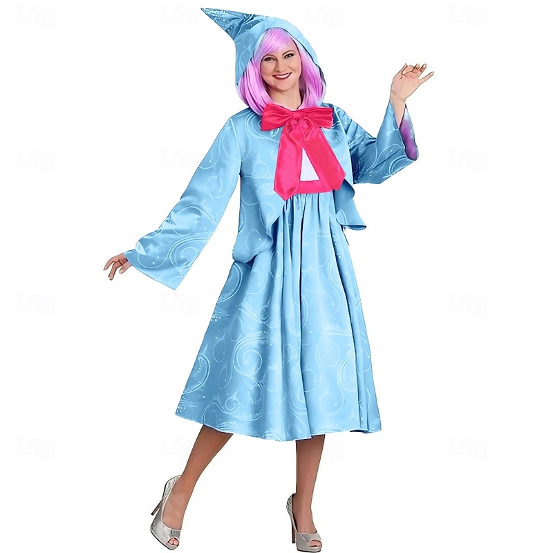 Cinderella Fairy Tale Fairy Godmother Dress Cosplay Costume Cloak Storybook Characters Cosplay Movie Cosplay for Women's Adults' Halloween Carnival World Book Day Performance Educational Dress Up