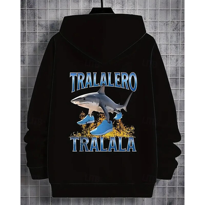 Boys' 3D Shark Hoodie Long Sleeve Spring Fall Fashion Streetwear Kids 4-12 Years Hooded Outdoor Casual Daily Regular Fit4