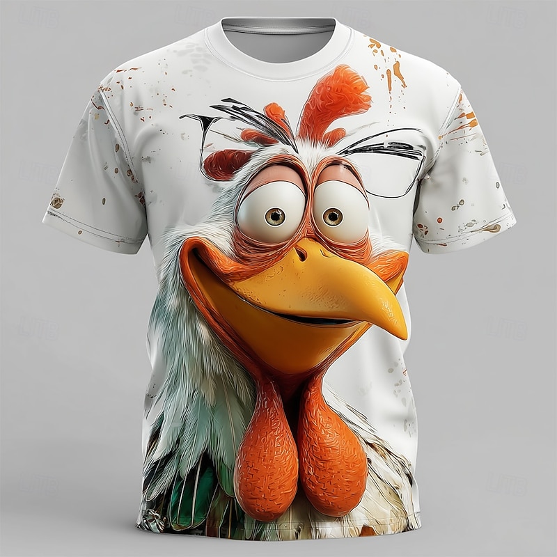 Men's Animal 3D Funny T Shirt Short Sleeve T shirt 3D Print Crew Neck Shirt Exaggerated Designer Party Street Casual White 1 White 2 Summer Spring All Seasons Clothing Apparel S M L XL XXL XXXL