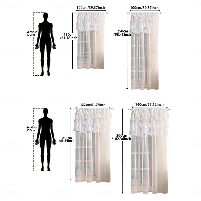 Kitchen Short Curtains with Ruffle Tape, Modern Curtains with Ruffles, Window Curtains for Living Room, Bedroom, Kitchen2