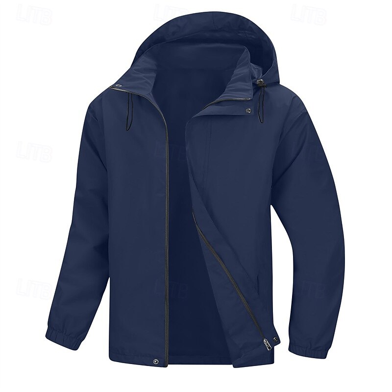 Men's Outdoor Jacket Casual Jacket Vacation Daily Waterproof Windproof Pocket Fall Winter Plain Fashion Classic Hooded Regular Light Green Wine Navy Blue Blue Khaki Jacket4