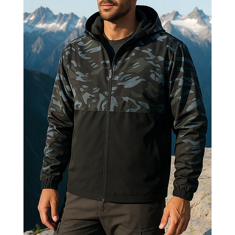 Men's Outdoor Jacket Softshell Jacket Hiking Jacket Outdoor Waterproof Windproof Hiking Outfits Hiking Clothes Spring Autumn / Fall Top Camping / Hiking / Caving Running Black3