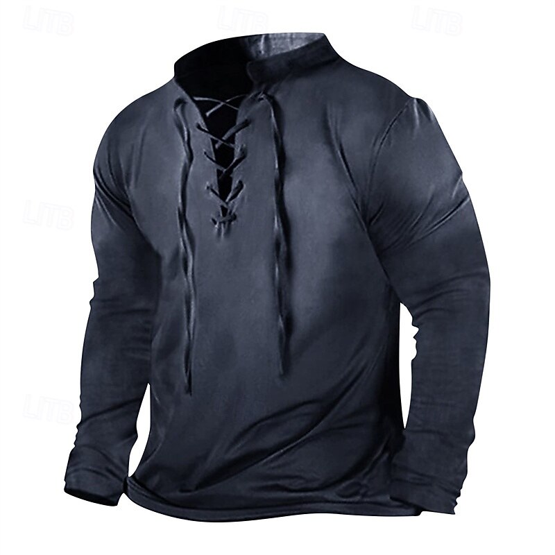 Men's Sweatshirt Black Pink Blue Green Khaki Standing Collar Plain Lace up Sports & Outdoor Daily Holiday Polyester Streetwear Basic Casual Spring Autumn / Fall Clothing Apparel Hoodies Sweatshirts2