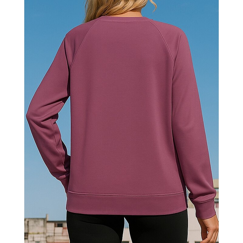 Women's Pullover Sweatshirt Casual Tops Long Sleeve Top Athleisure Solid Colored Sun Protection Windproof Hiking Workout Athletic Sportswear Activewear Wine Red Black Yellow2