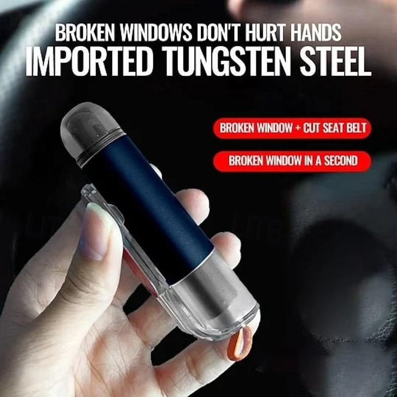Emergency Life Key Car Safety Hammer Window Breaker Multi-Function Escape Tool with Hidden Punch Seatbelt Cutter Compact Essential Device for Vehicle Emergency Situations