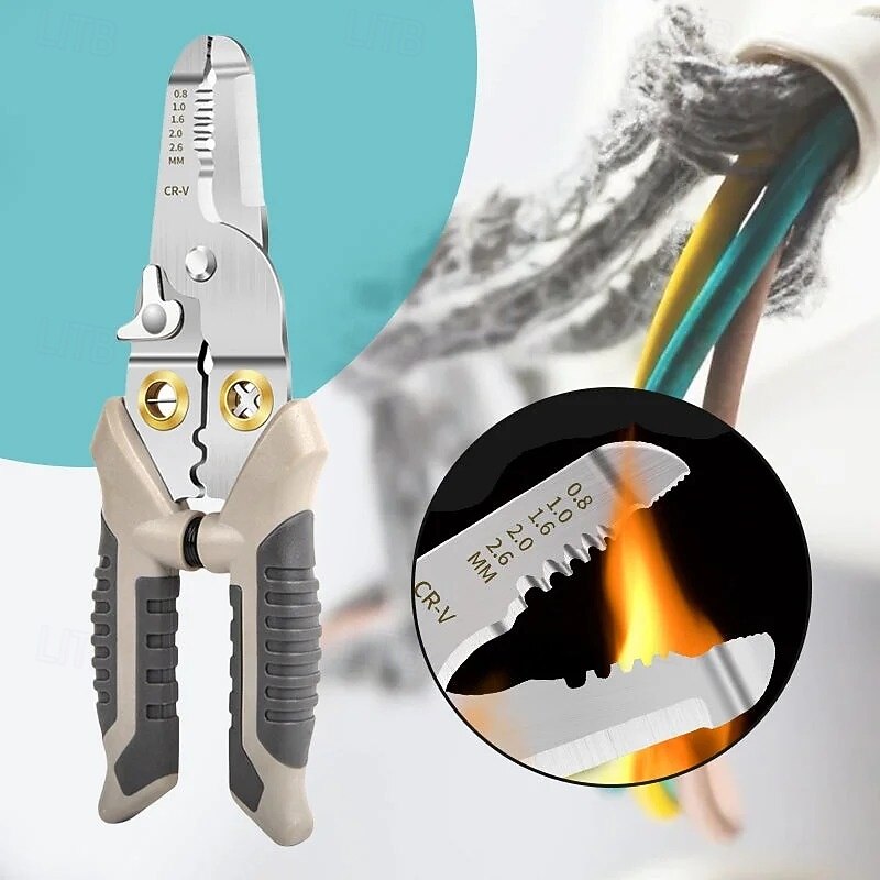 6 in 1 Multifunctional Wire Stripper Industrial Grade Electrical Tool 7 Inch Professional Pliers for Cutting Stripping Crimping Bending Wire and Cable2