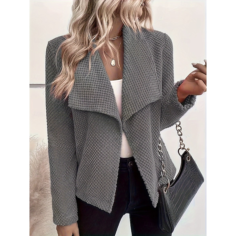 Women's Blazer Comfortable Breathable Slim Fit Fashion Modern Plain Work Daily Regular Turndown Regular Fit Long Sleeve Outerwear Gray Fall Winter