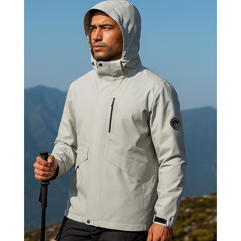 Men's Windbreaker Softshell Jacket Hiking Jacket Outdoor Waterproof Windproof Hiking Outfits Hiking Clothes Spring Autumn / Fall Top Camping / Hiking / Caving Running Solid Color Black Yellow Pink3