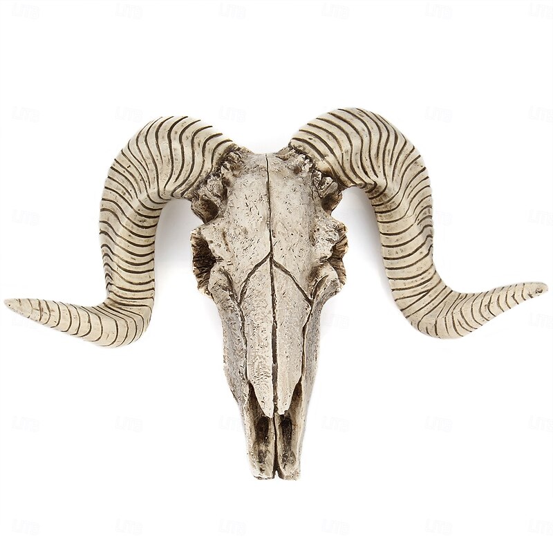 Halloween Cow Skull Wall Decor Vintage Ram Head Resin Hanging Ornament Gothic Horned Skeleton Art Christmas Festival Decoration for Home Wall Magical Haunted Vibe