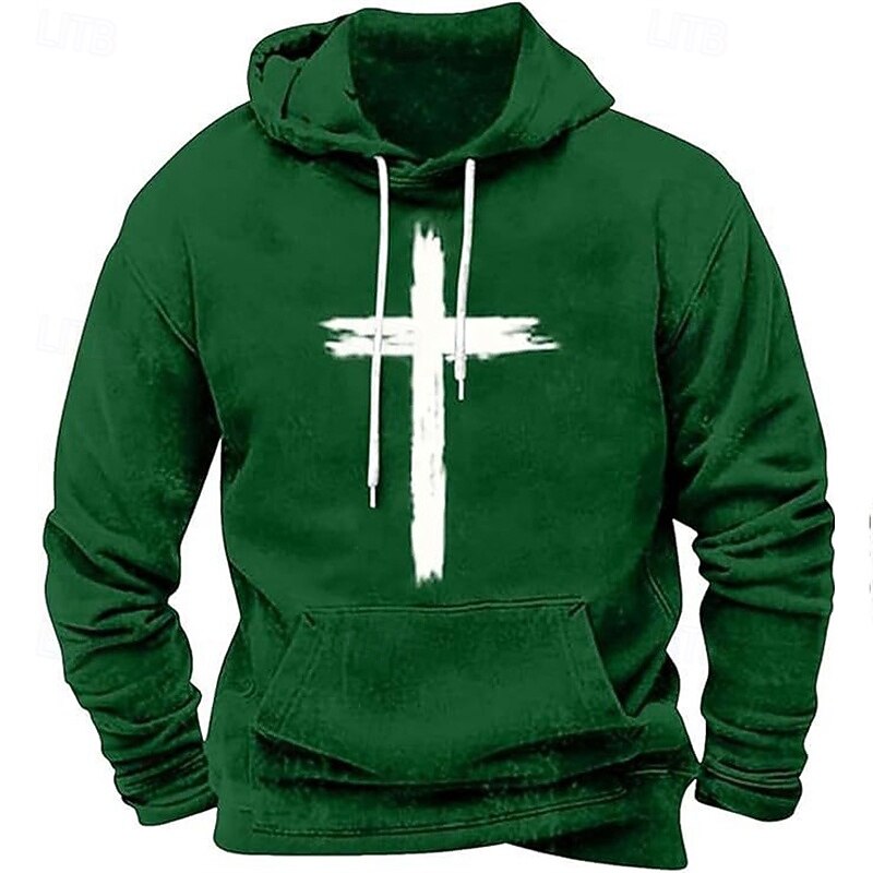 Men's Hoodie Black White Red Blue Brown Hooded Cross Pocket Print Sports & Outdoor Daily Holiday Polyester Streetwear Basic Casual Spring Fall Clothing Apparel Hoodies Sweatshirts3