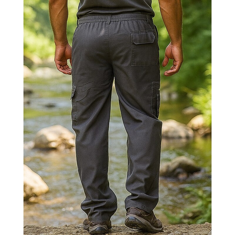 Men's Cargo Pants Hiking Pants Trousers Outdoor Regular Fit Waterproof Windproof Bottoms Pocket Black Khaki Camping / Hiking Running S M L XL XXL2