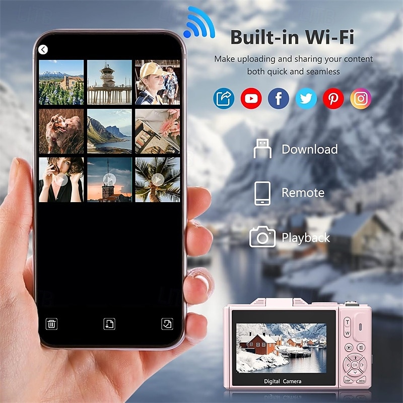 4K Digital Camera for Photography 64MP Vlogging Camera for YouTube with 3 180 Flip Screen 18X Digital Zoom Point and Shoot Camara with 32GB Micro SD Card for Beginner3