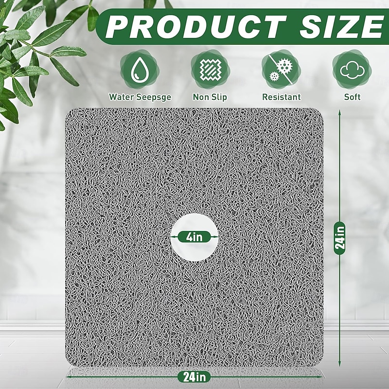 Shower Mat Non Slip Round Shower Mats with Drain Hole in Middle - Soft Loofah Great Drainage Shower Stall Matt for Inside Shower3