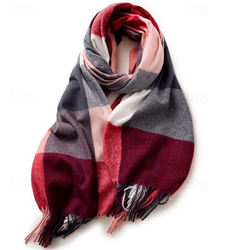 Women's Rectangle Scarf Women's Shawls & Wraps Street Daily Date Camel Black Scarf Color Block3