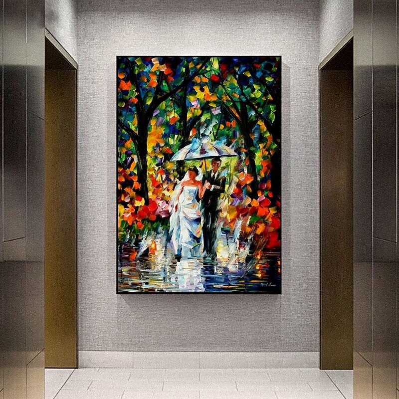Rainy Lovers Abstract Handpainted Oil Painting Large Contemporary Wedding Home Decoration Pieces Unframed Hot Sale2