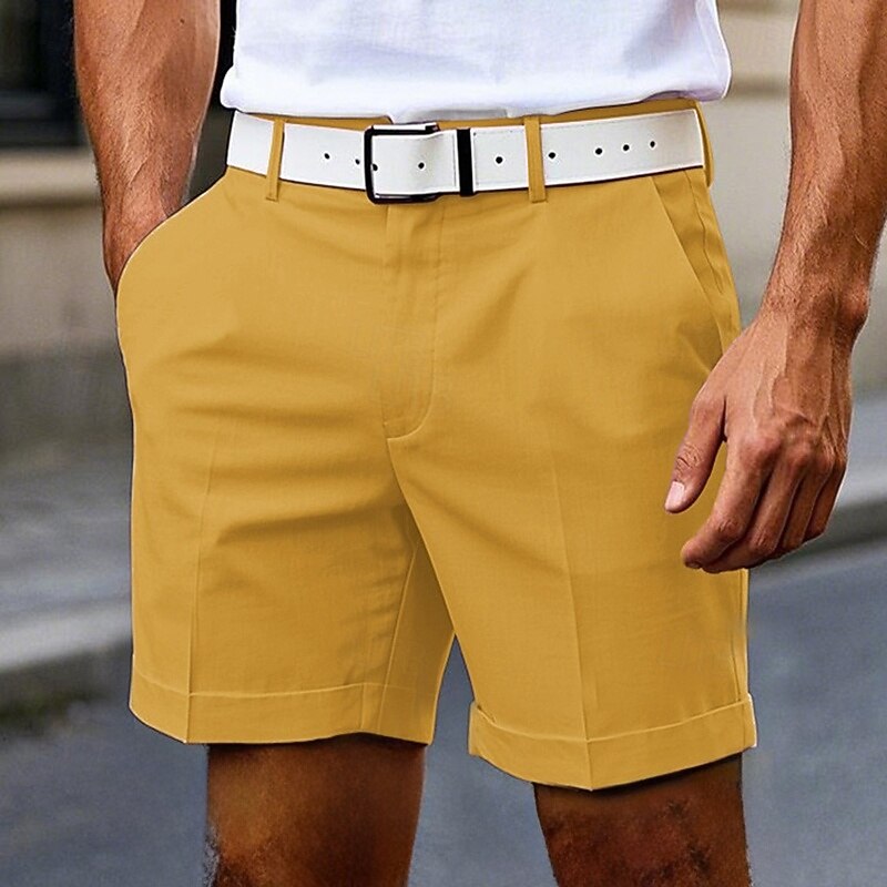 Men's Dress Shorts Burmuda Shorts Work Shorts Pocket Plain Comfort Knee Length Outdoor Business Fashion Casual Black White