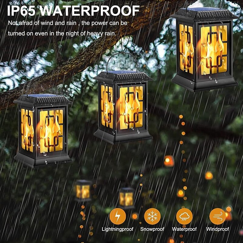1 Pc Outdoor Solar Flashing Flame Palace Lantern Handheld Lawn Decoration Landscape Light Courtyard Garden Path Decoration Light 28 LED Beads for Halloween4