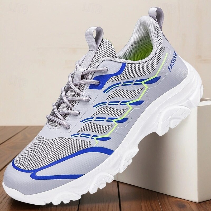 Men's Lightweight Running Shoes with Air Cushion Sole, Breathable Mesh Athletic Sneakers for Gym, Walking & Fitness Training