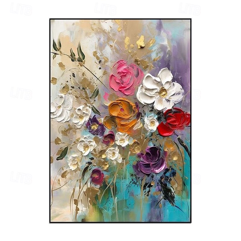 Handmade Oil Painting Canvas Wall Art Decoration Modern Abstract 3D Thick Oil Flowers for Home Decor Rolled Frameless Unstretched Painting2