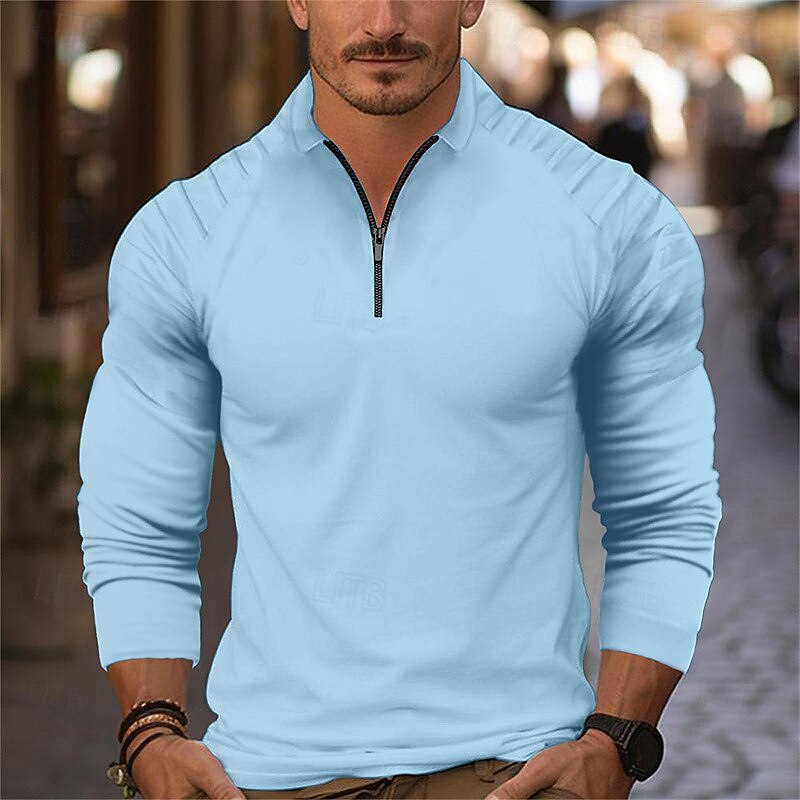 Men's Golf Shirt Golf Polos Shirts Work Casual Lapel Long Sleeve Basic Modern Plain Buttons Spring Fall Regular Fit Black White Pink Navy Blue Brown Army Green Golf Shirt2