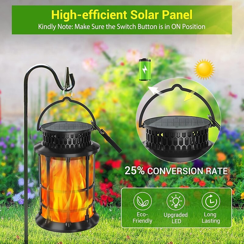 1 Pc Outdoor Waterproof Solar Flashing Flame Lantern Courtyard Garden Lawn Halloween Christmas Party Camping Decoration Light Landscape Light3
