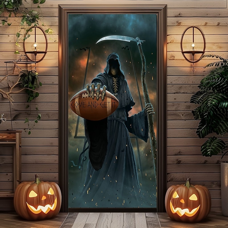 Halloween Door Covers Come and get it by Vincent Hie Door Tapestry Door Curtain Decoration Backdrop Door Banner for Front Door Farmhouse Holiday Party Indoor Outdoor Decor Supplies2