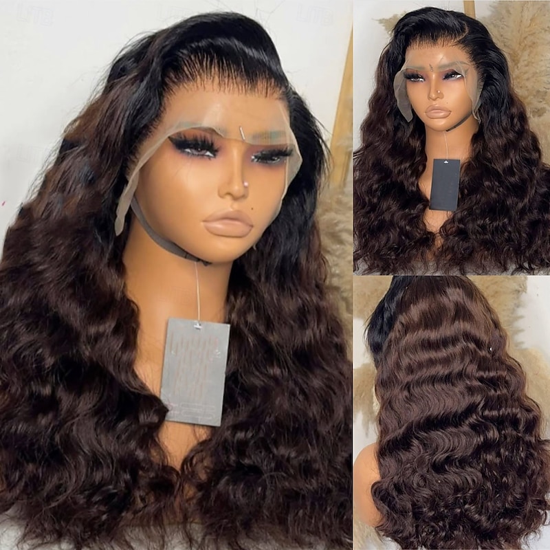 Human Hair 5x5 Closure 13x4 Lace Front Wig Free Part Brazilian Hair Wavy Brown Wig 130% 150% Density with Baby Hair Ombre Hair 100% Virgin Glueless Pre-Plucked For Women Long Human Hair Lace Wig4
