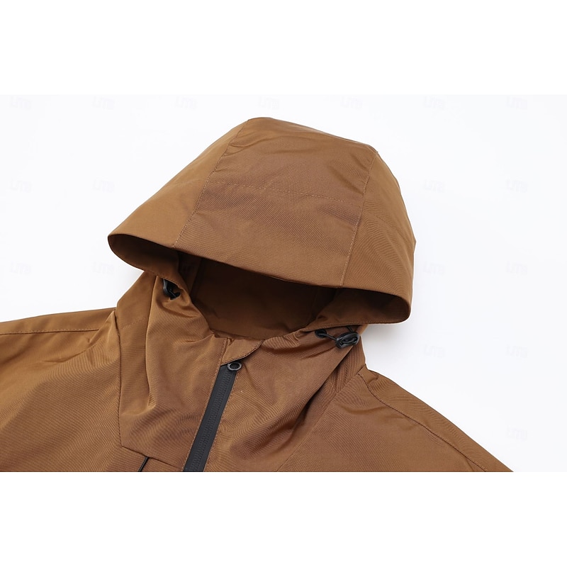 Men's Sport Coat Raincoat Hiking Jacket Windcheater Jacket Outdoor Camping & Hiking Waterproof Windbreaker Zipper Multi Pocket Fall Winter All Seasons Solid Color Fashion Streetwear Hooded Short3