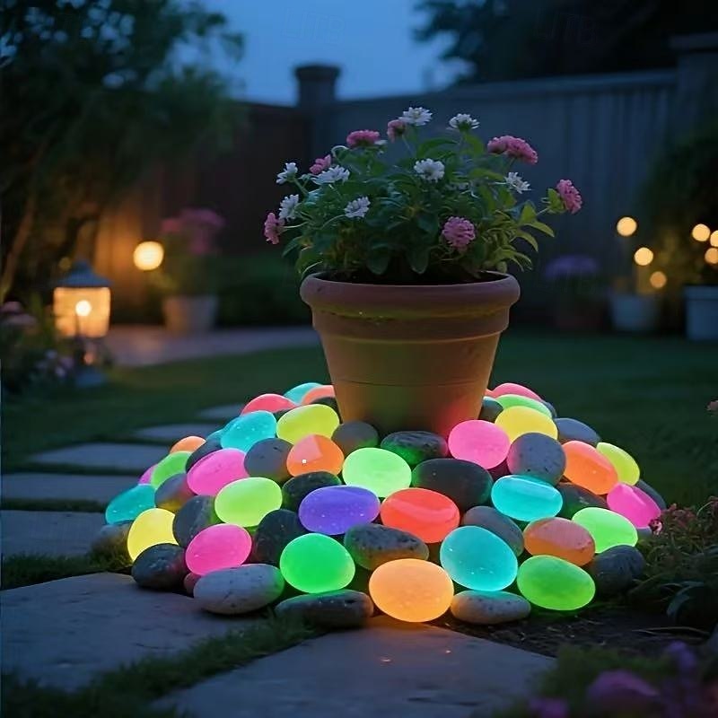 30 Pack Extra Large Glowing Pebbles, 1.77 Inch Diameter, Garden and Landscape Decorative Stones, Aquarium Glow Rocks, Starry Night Light Stones for Romantic Outdoor and Home Decor