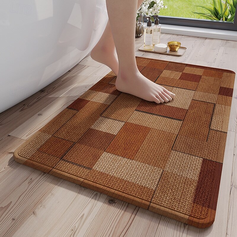 Bath Mat Absorbent Quick Dry Rug Non Slip Thick Bathroom Door Mat for Toilet Entryway Anti Fall Durable Washable Carpet for Indoor Floor Use
