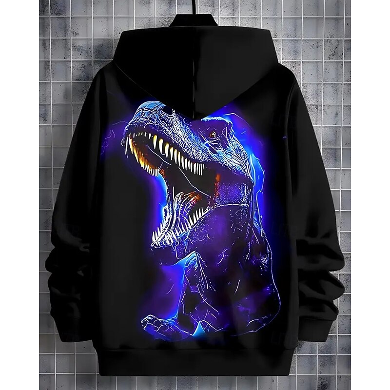 Boys' 3D Dinosaur Hoodie Coat Outerwear Long Sleeve Spring Fall Streetwear Sport Kids 4-12 Years Zip Street Daily Regular Fit3