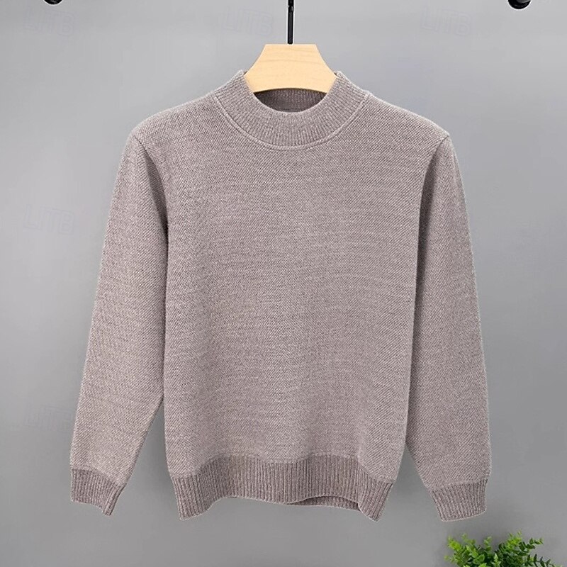 Men's Pullover Sweater Jumper Knit Sweater Ribbed Knit Regular Tops Knitted Fleece Plain Crew Neck Fashion Basic Vacation Daily Wear Clothing Apparel Fall Winter Black Dark Gray M L XL2