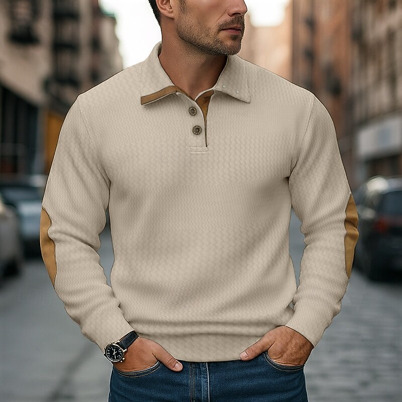 Men's Sweatshirt Pullover Button Up Hoodie Black White Blue Khaki Gray Lapel Plain Patchwork Sports & Outdoor Casual Daily Streetwear Cool Sportswear Spring &  Fall Clothing Apparel Hoodies