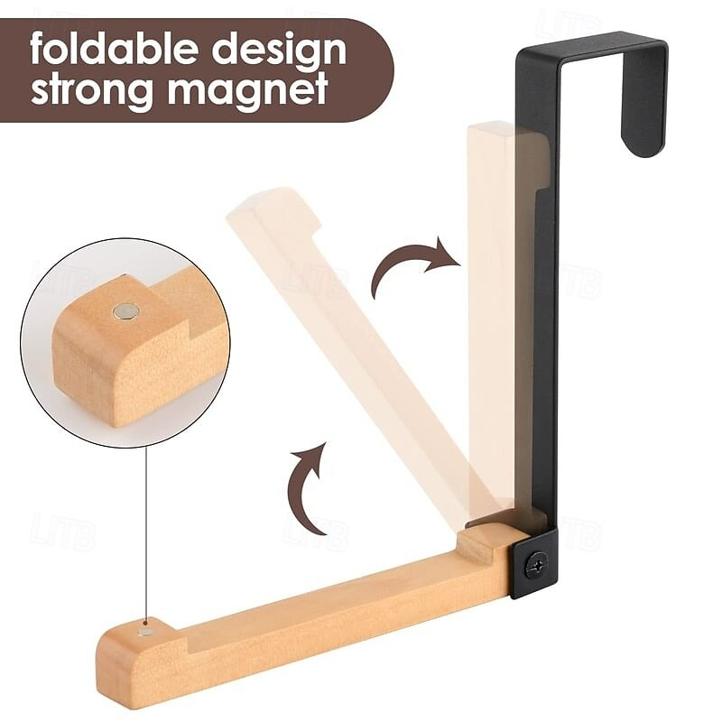 Foldable Wood Over The Door Hooks Space Saving Hanger for Dorm Room Closet Door Clothes Organizer Foldable Design for Easy Storage and Efficient Overnight Laundry Holder4