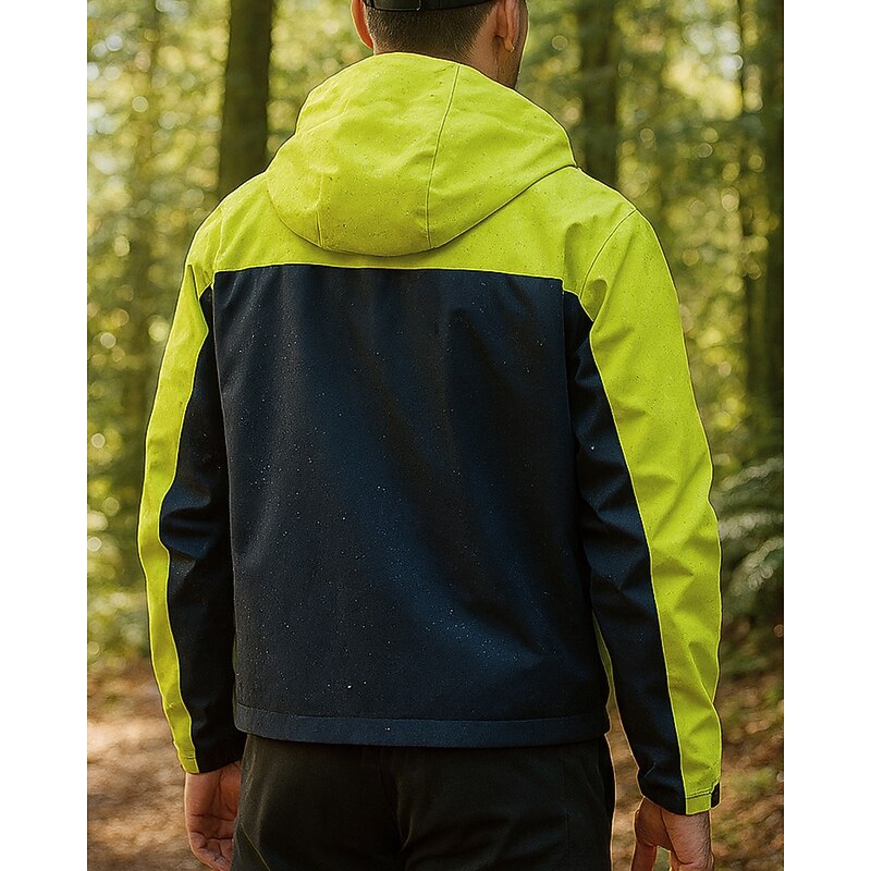 Men's Windbreaker Hiking Jacket rain coat Outdoor Waterproof Windproof Lightweight Hiking Outfits Hiking Clothes Spring Autumn / Fall Top Camping / Hiking / Caving Running Patchwork Green2