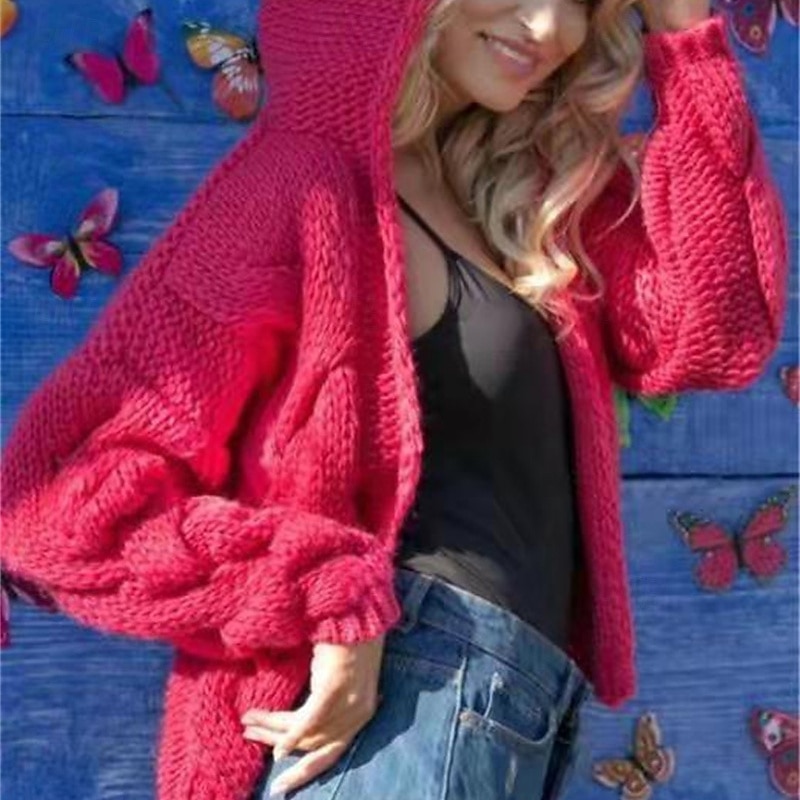 Women's Sweater Cardigan Fashion Streetwear Daily Solid Color Ribbed Hooded Knitted Long Sleeve Crop Tops Knit Holiday Going out Weekend White Pink Fall Winter3