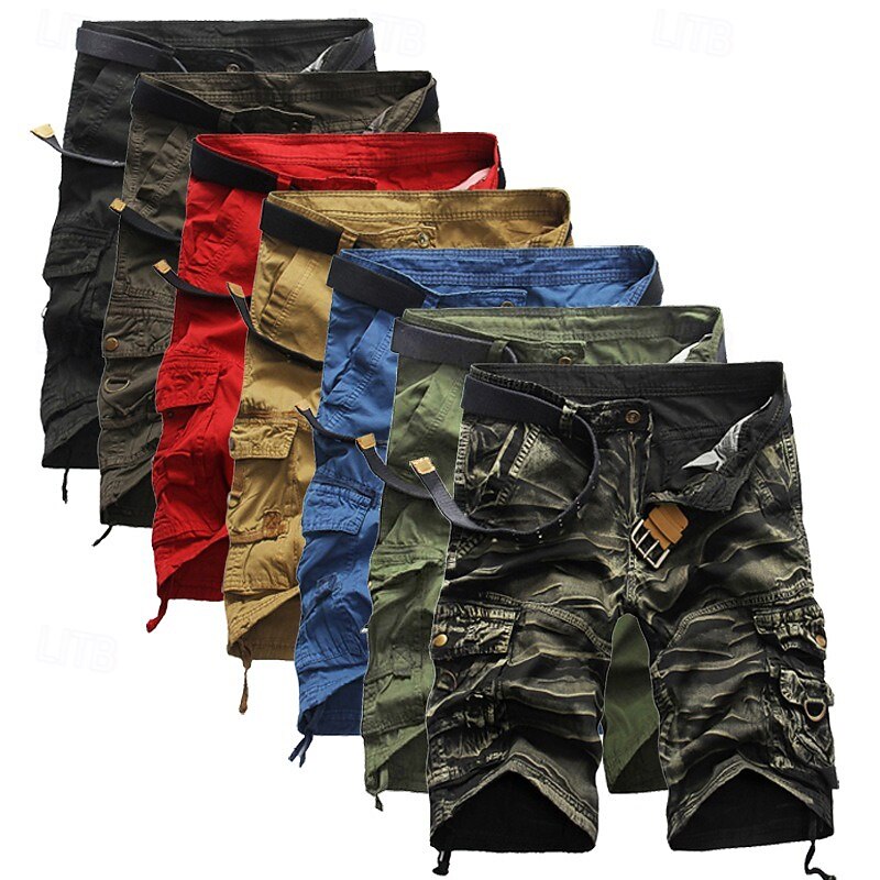 Men's Tactical Shorts Cargo Shorts Camo Shorts Summer Shorts Solid Color Camo / Camouflage Ripstop Breathable Shorts Military Black Army Green