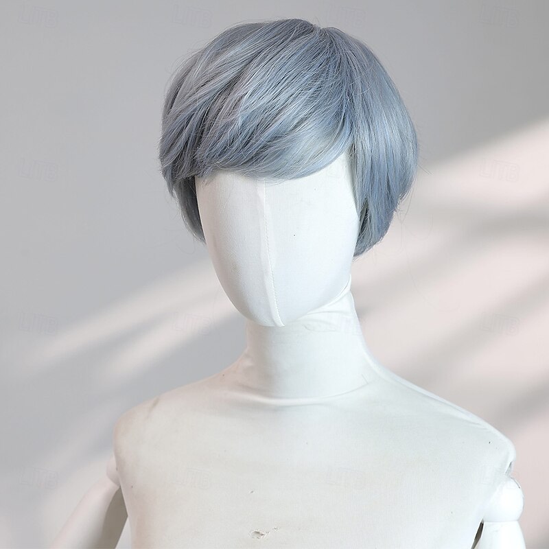 Blue 6-Inch Straight Wig for Women – Short Hair with Full Bangs, Perfect for Halloween, Cosplay, and Fashionable Party Looks2