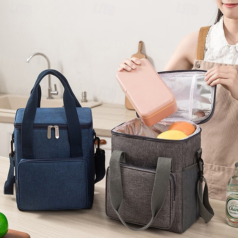 Lunch Bag for Women and Men for Back to School Office Picnic Hiking Beach Large Capacity Square Bento Tote with Thick Aluminum Foil Insulation for Students and Office Workers