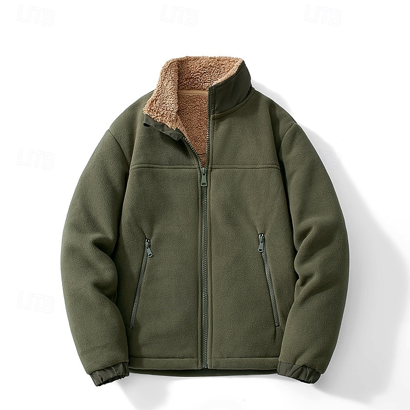 Men's Zip Hoodie Sweatshirt Fleece Sweatshirt Fleece Jacket Full Zip Sweatshirt Black Blue Brown Green Standing Collar Plain Zipper Pocket Sports & Outdoor Casual Daily Polyester Streetwear Casual4