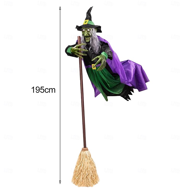 Halloween Flying Witch Decoration Scary Sounds Lights Outdoor Garden Yard Decor Large Hovering Witch Prop with Glowing Eyes Spooky Sounds3