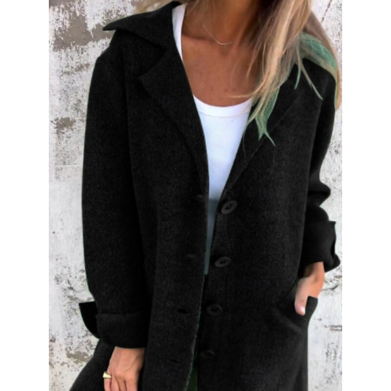Women's Coat Comfortable Breathable Oversized Fashion Daily Plain Outdoor Casual Daily Single Breasted Regular Collarless Regular Fit Long Sleeve Outerwear Black Wine Green Spring Fall2