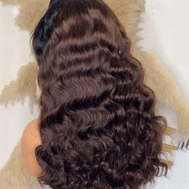 Human Hair 5x5 Closure 13x4 Lace Front Wig Free Part Brazilian Hair Wavy Brown Wig 130% 150% Density with Baby Hair Ombre Hair 100% Virgin Glueless Pre-Plucked For Women Long Human Hair Lace Wig3