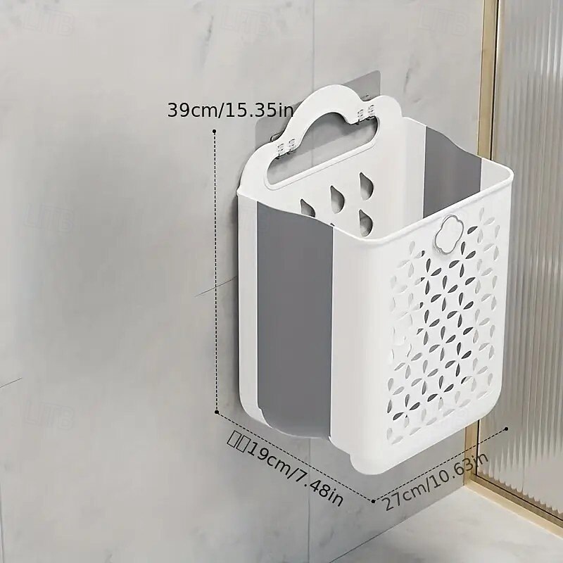 1pc Folding Storage Basket, Space-saving And Convenient to Carry Wall-mounted Telescopic Storage Basket, Can Be Hung On The Wall Or Placed On The Floor, for Storing Toys, Vegetables, Snacks, Bathroom Accessories, Laundry, Sundries3
