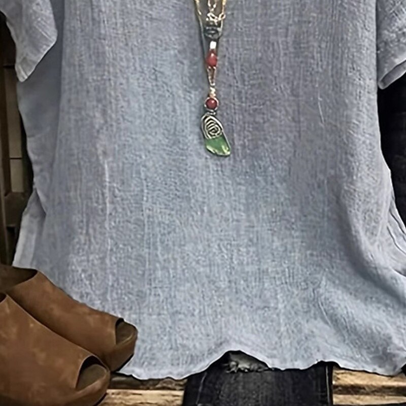 Women's T Shirt Tee Top Plain Fashion Modern Short Sleeve Crew Neck Regular Tops Daily Going out Blue Gray Summer4